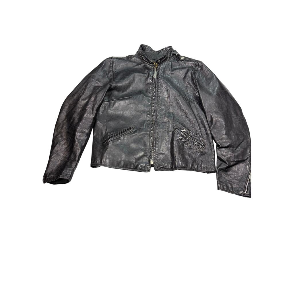 VTG Brooks Leather Sportswear womens black motorcycle jacket Size M. Made in USA